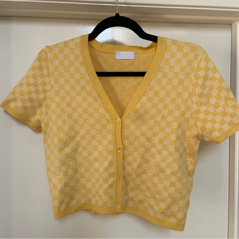 Isalis Yellow Checkered Cardigan